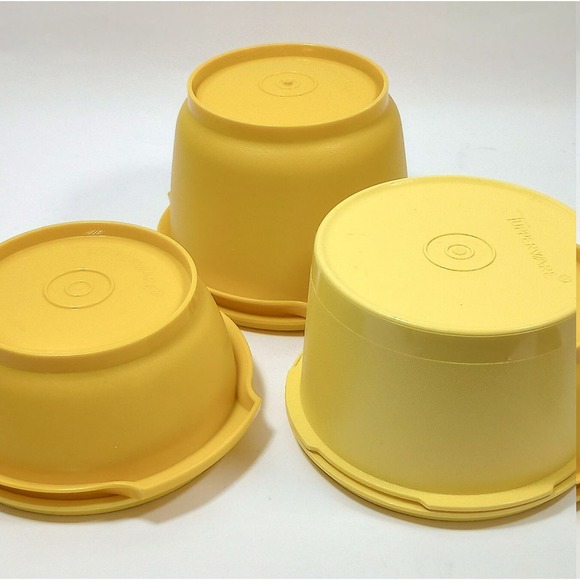 Vintage Yellow Tupperware Containers 3 Different Sizes (b5) - Picture 4 of 7